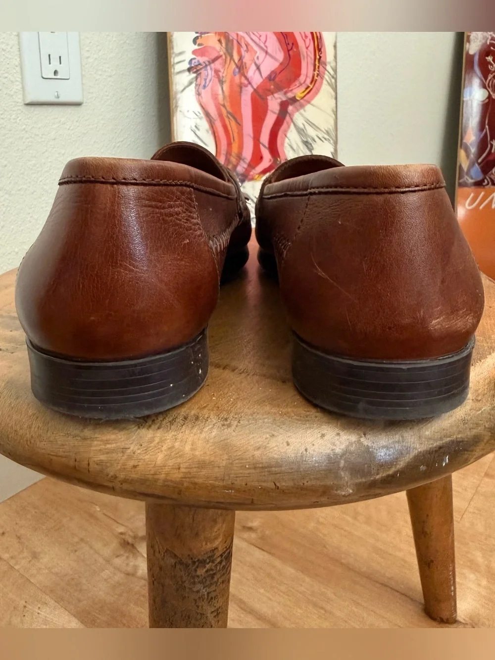 Vintage 80s 90s Woven Brown Leather Tassel Loafers Giorgio Brutini ~ Size 8